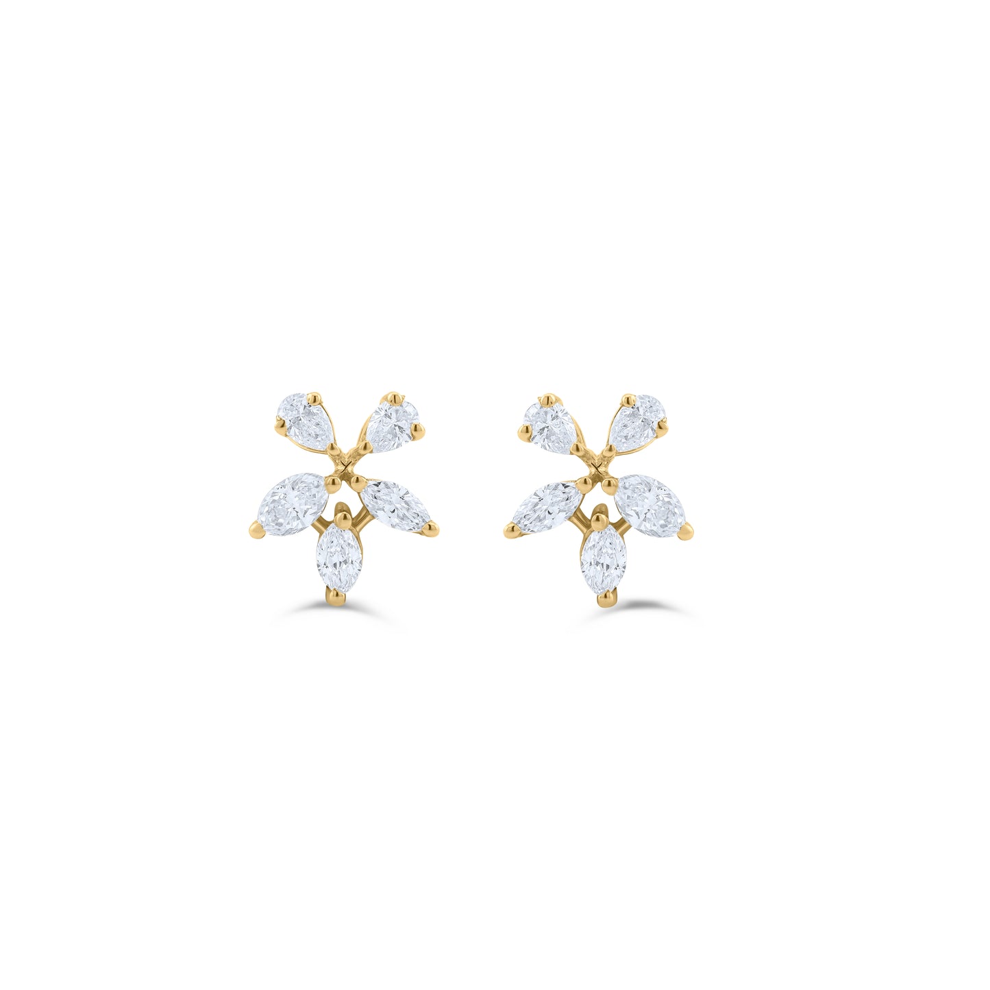 ICY BLOOM – FLORAL YELLOW GOLD EARRINGS