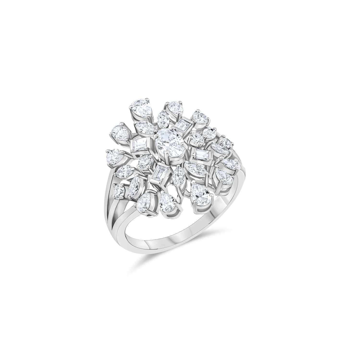 VELOURA WHITE GOLD FLOWER FANCY RING