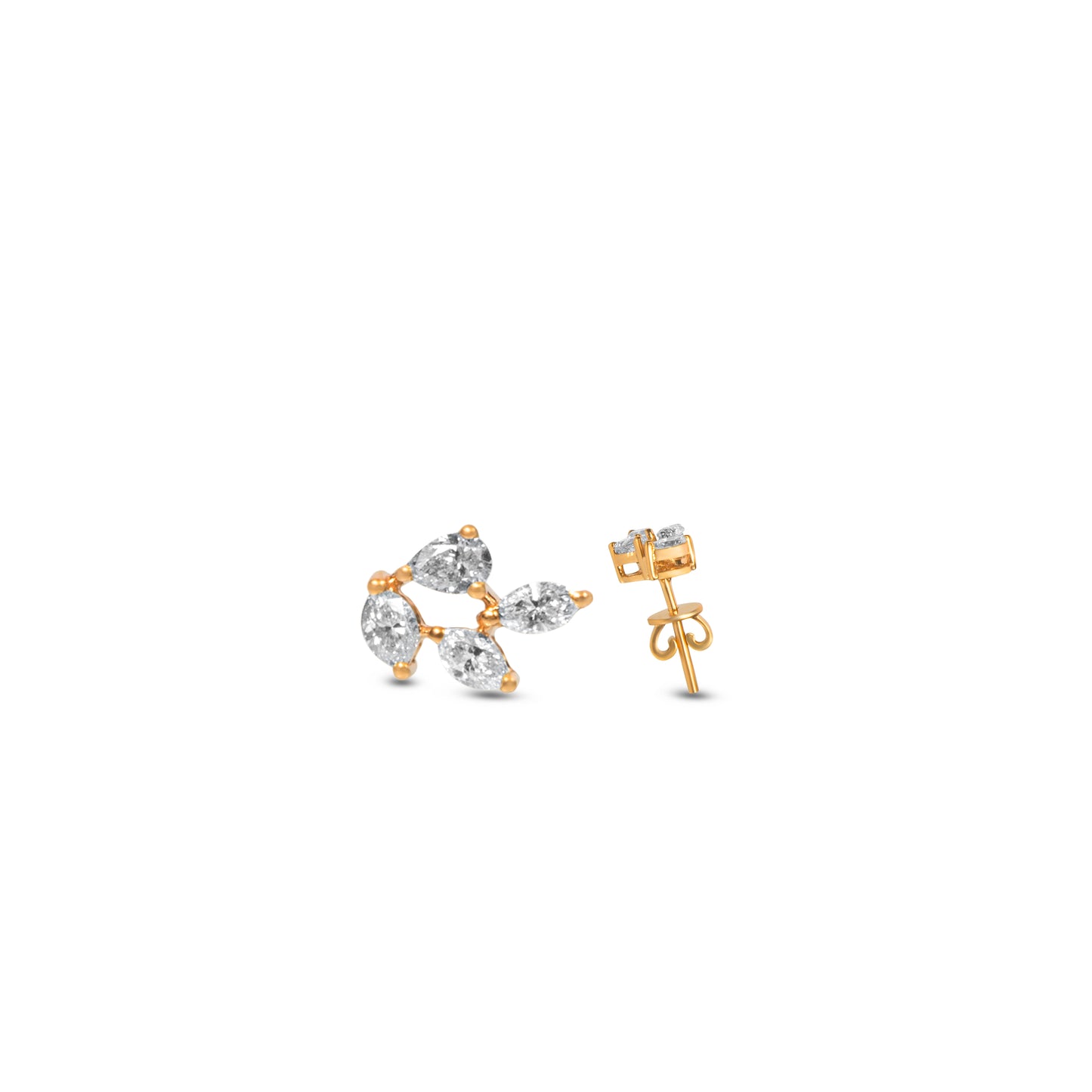 AURA FANCY SOLITAIRE YELLOW GOLD EARRINGS