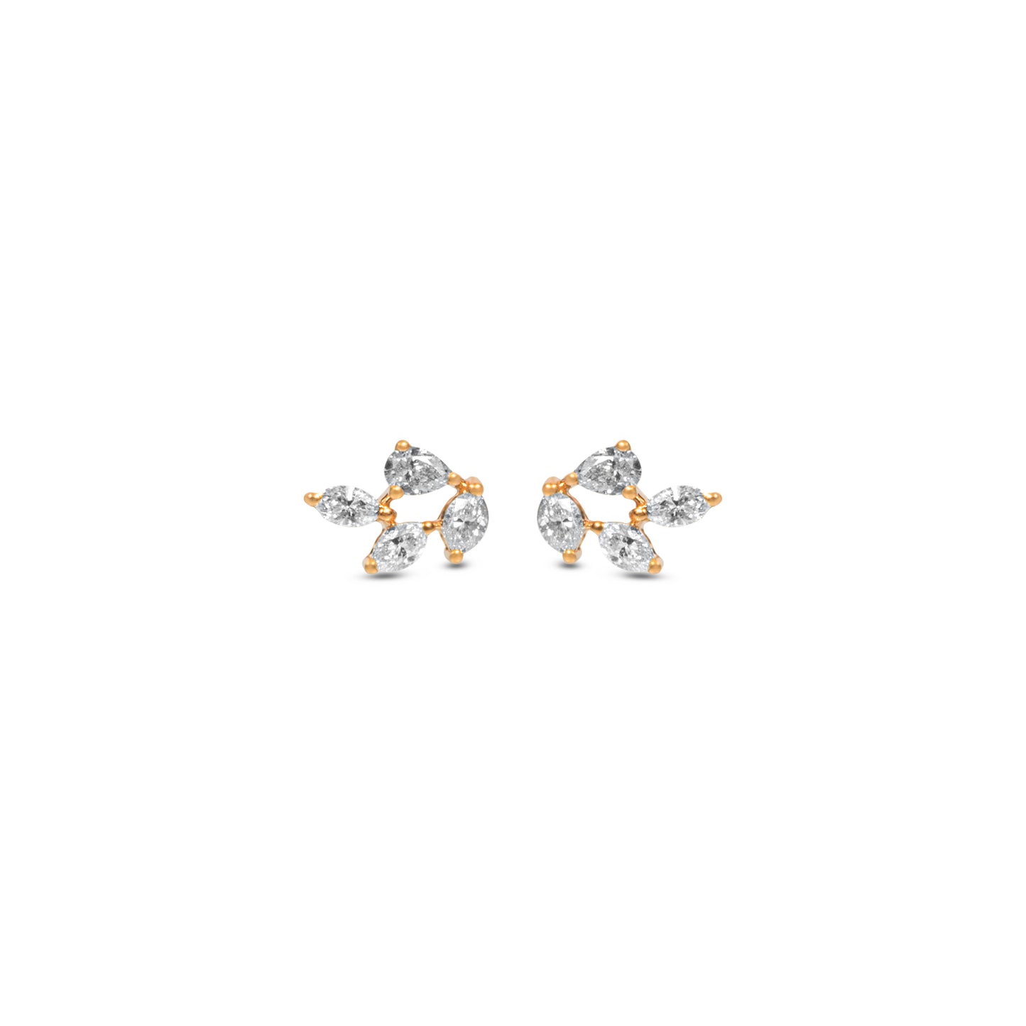 AURA FANCY SOLITAIRE YELLOW GOLD EARRINGS