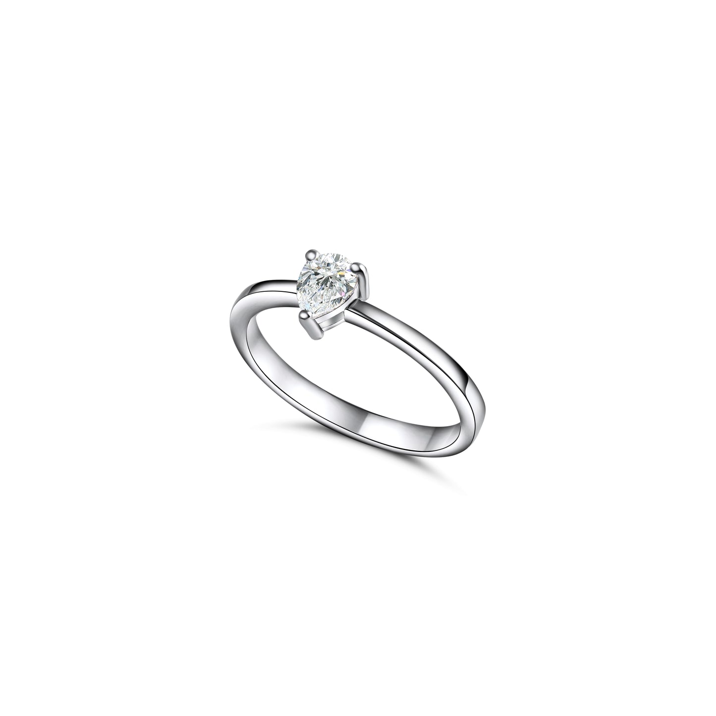 SPARKLING FANCY SOLITAIRE WHITE GOLD RING
