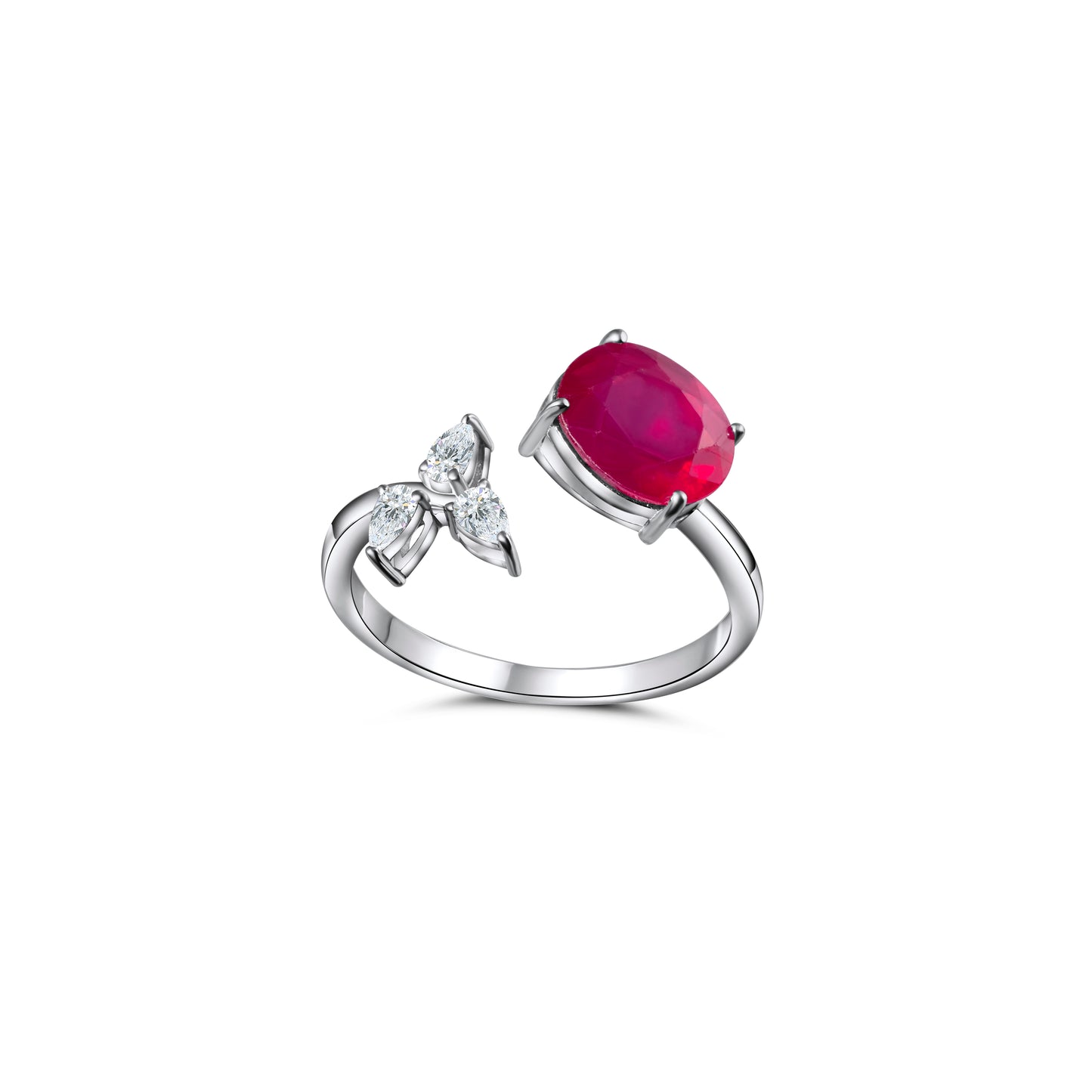 RUBY PEAR FANCY RING