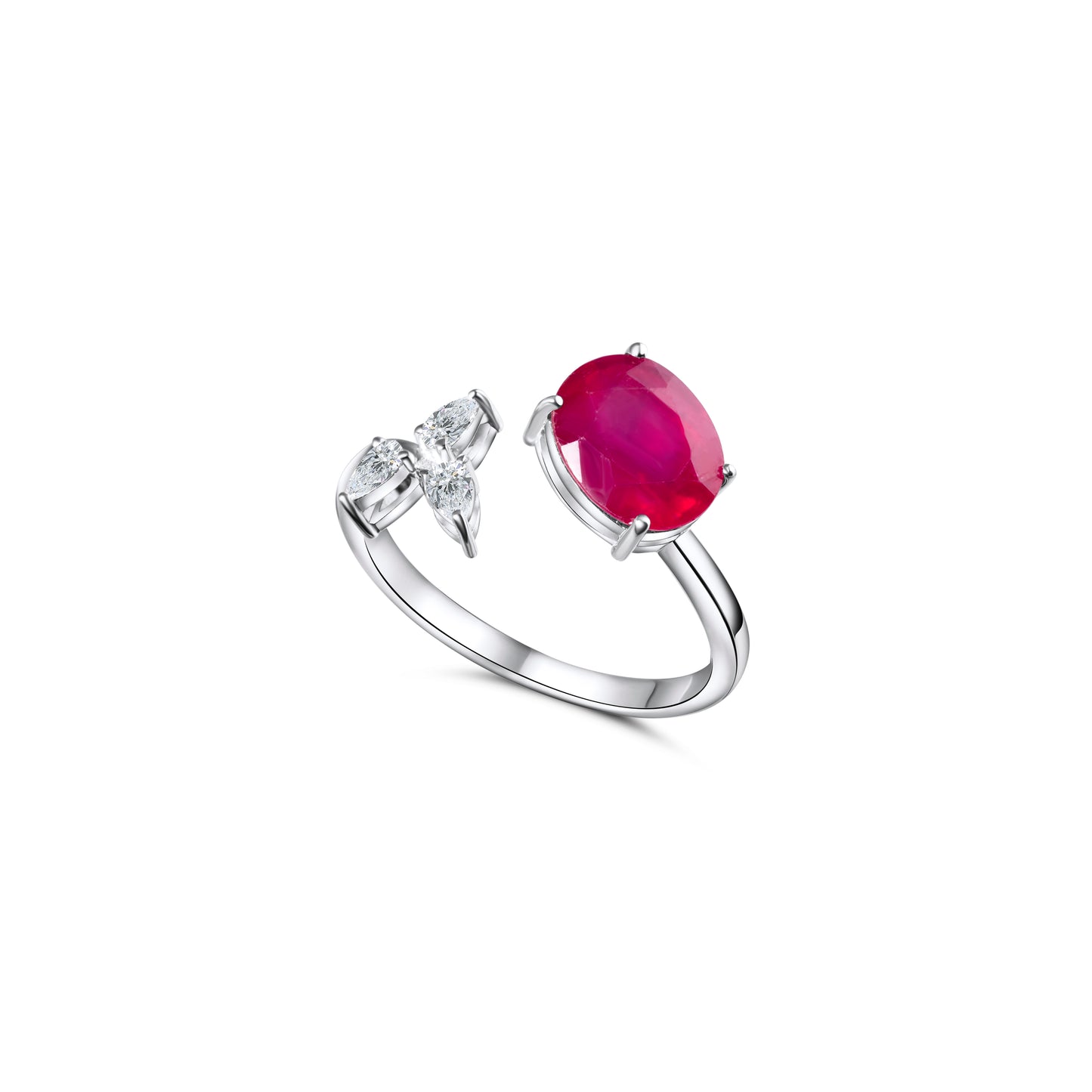 RUBY PEAR FANCY RING