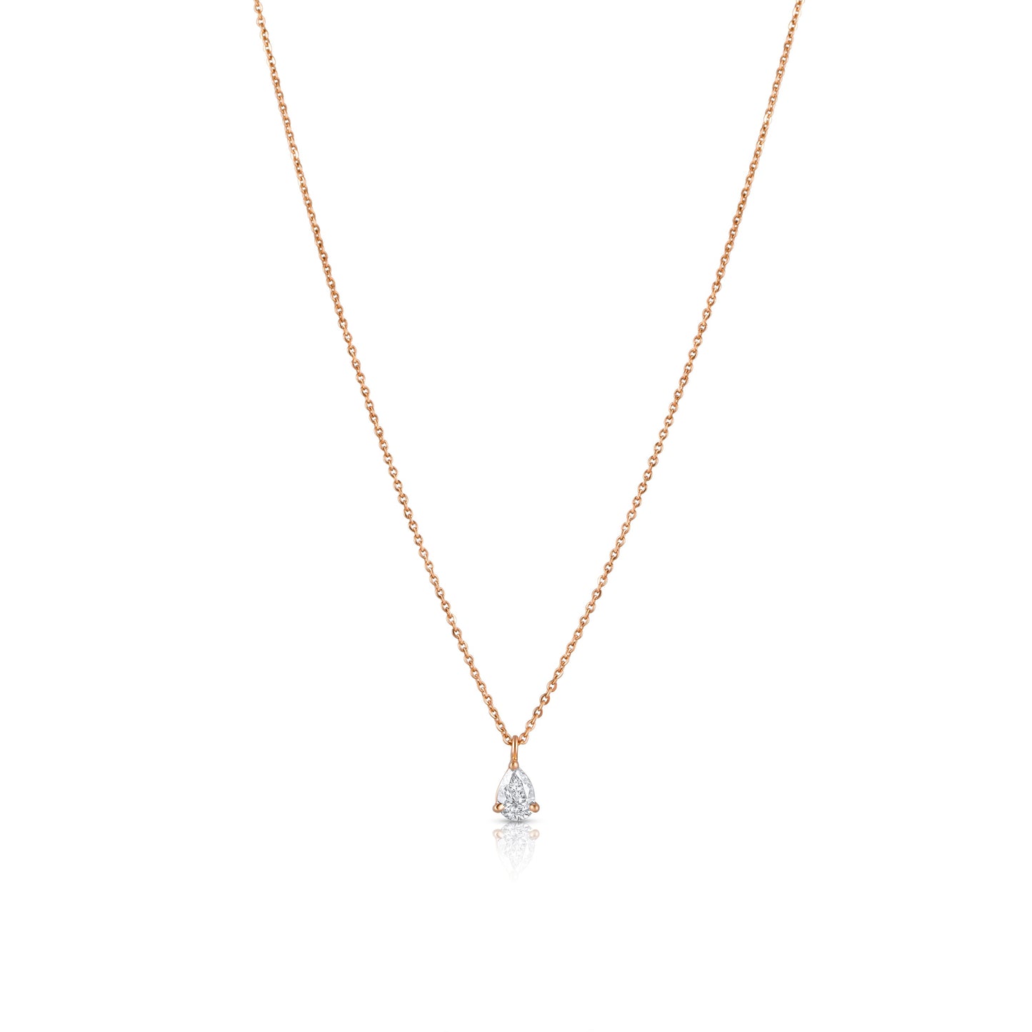 PEAR SOLITAIRE ROSE GOLD NECKLACE 2