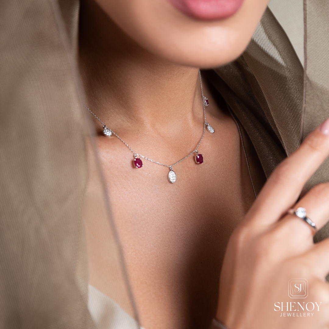 DIAMOND PAVE RUBY OVAL CHOKER