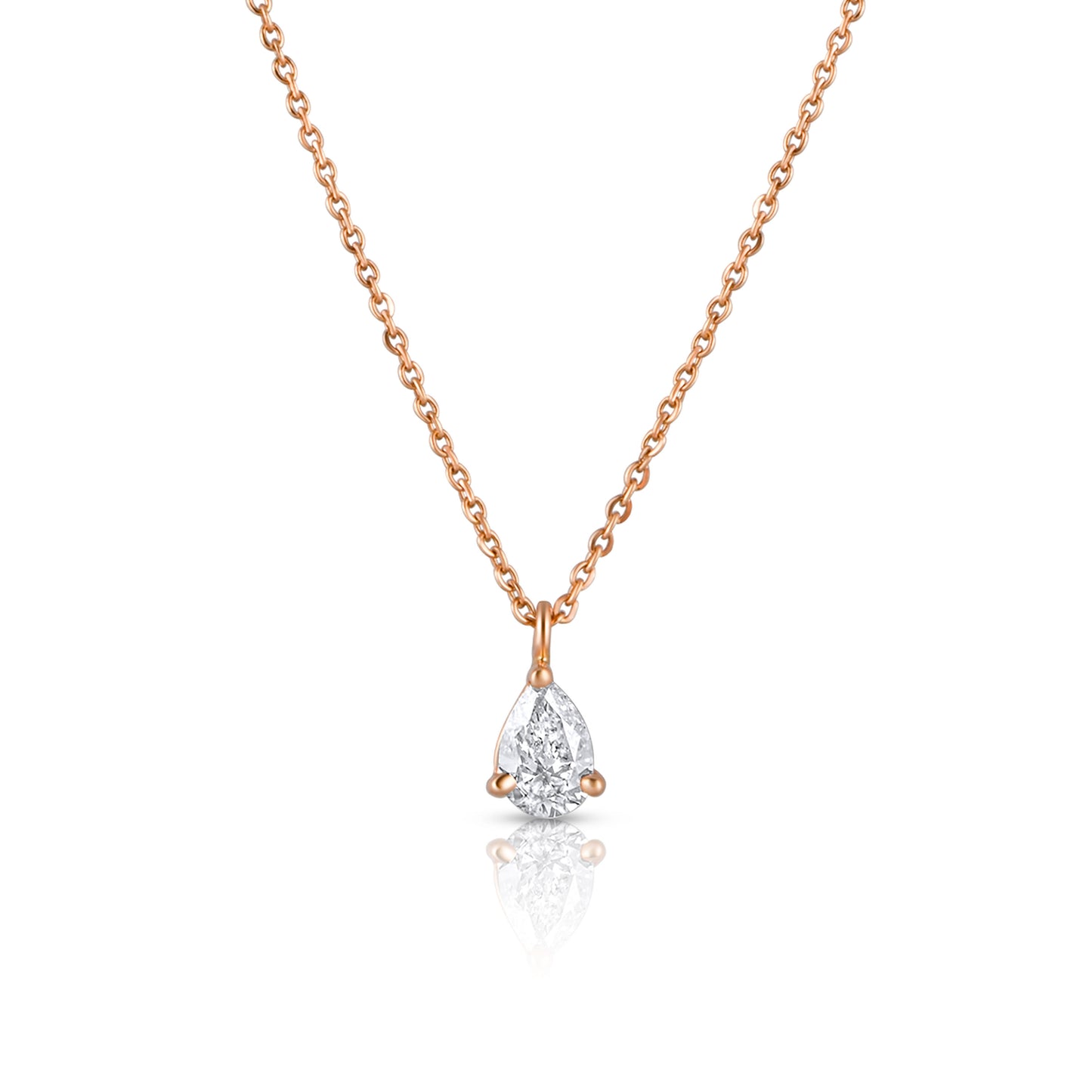 PEAR SOLITAIRE ROSE GOLD NECKLACE