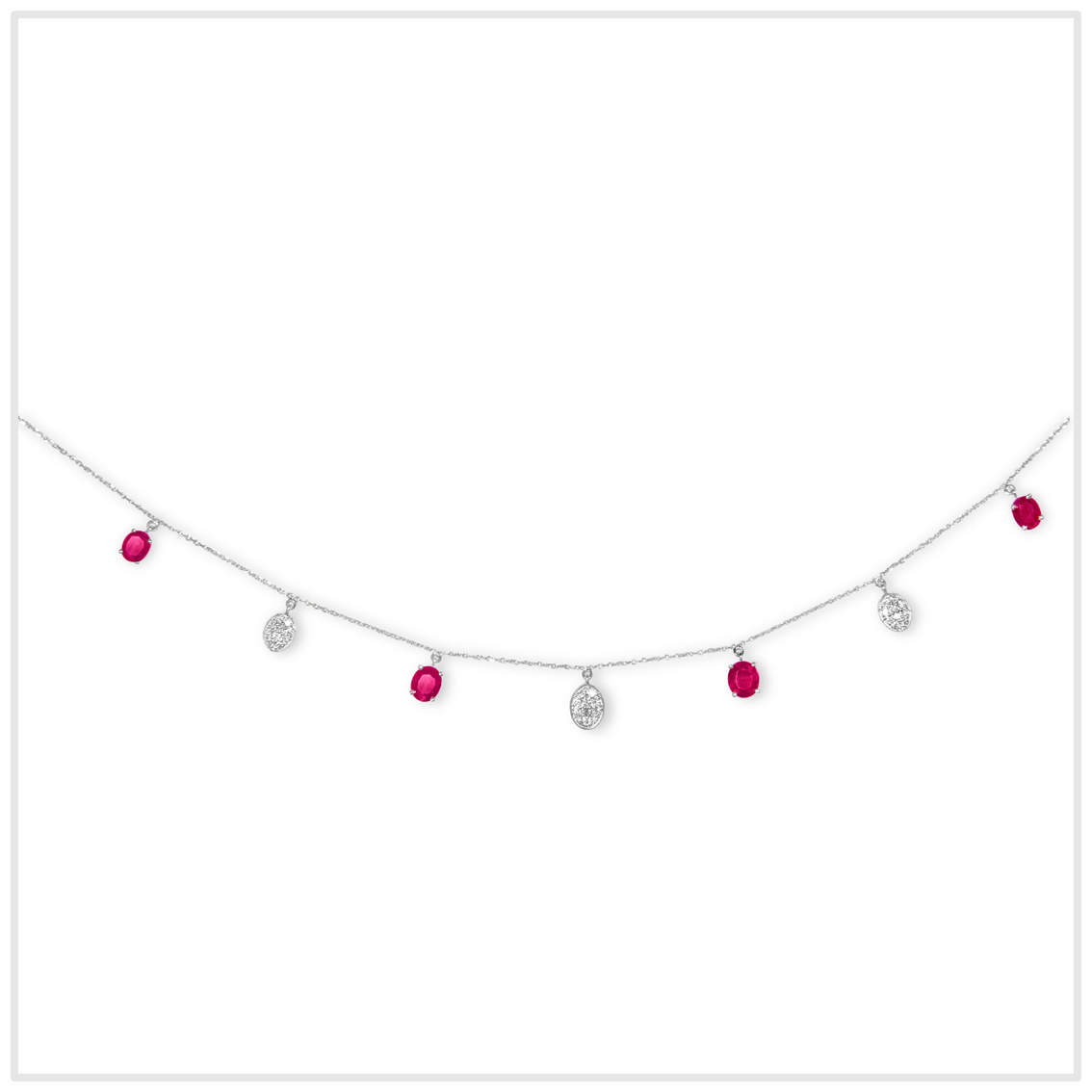 DIAMOND PAVE RUBY OVAL CHOKER