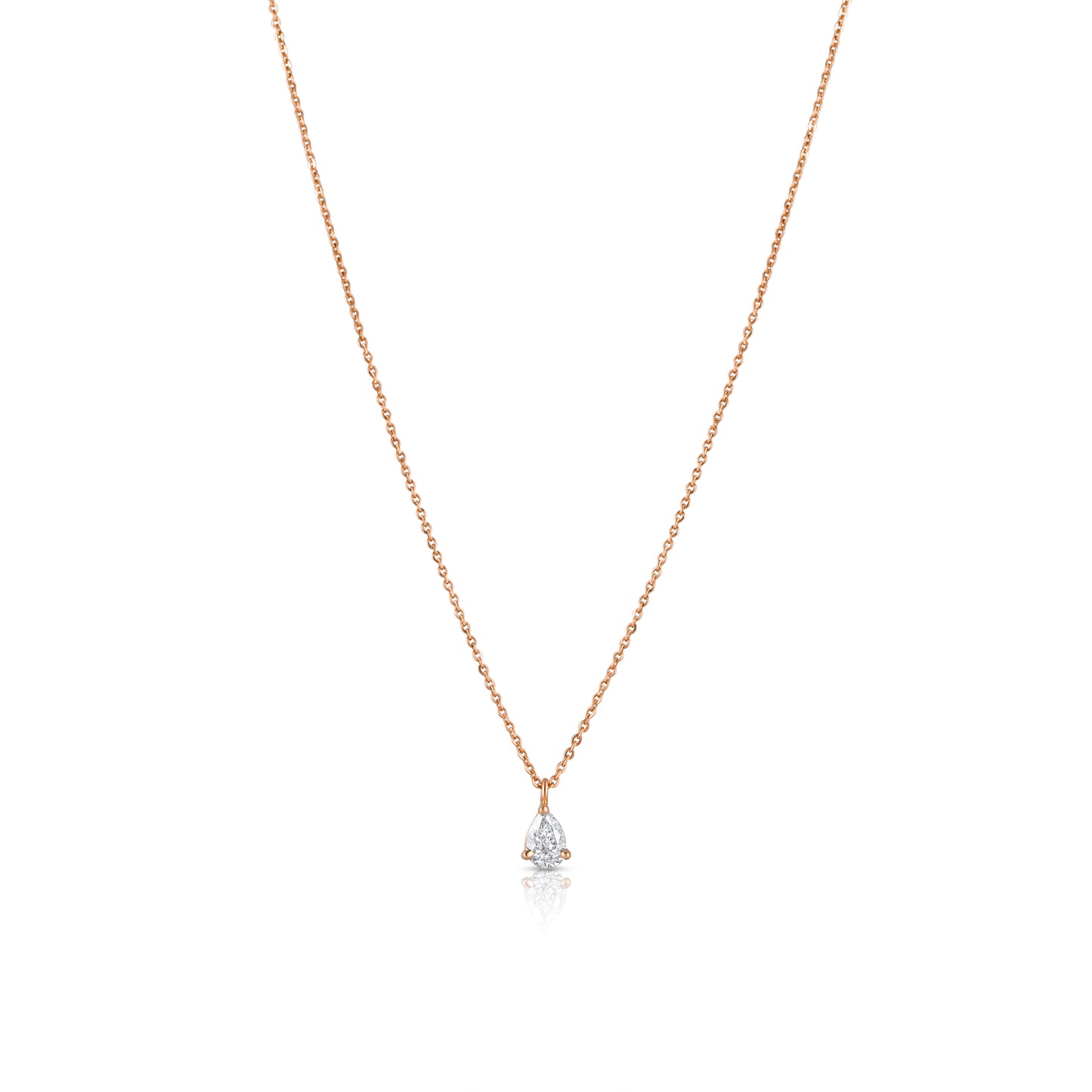 PEAR SOLITAIRE ROSE GOLD NECKLACE