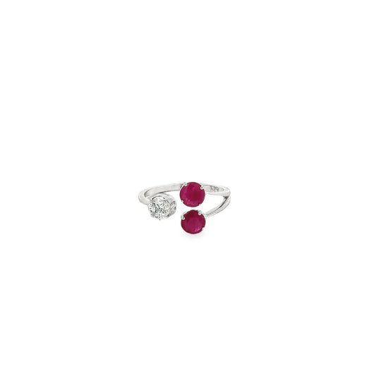 DUAL RUBY ROUND DIAMOND ILLUSION RING