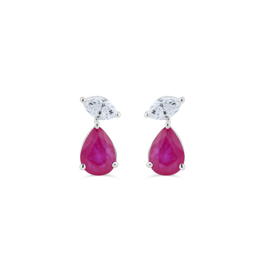 MOONLIT RUBY – WHITE GOLD AND RUBY TEARDROP EARRINGS