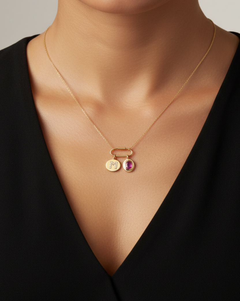 RUBY DUO CHARM NECKLACE