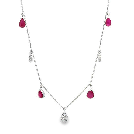 PEAR SHAPED RUBY DIAMOND NECKLACE