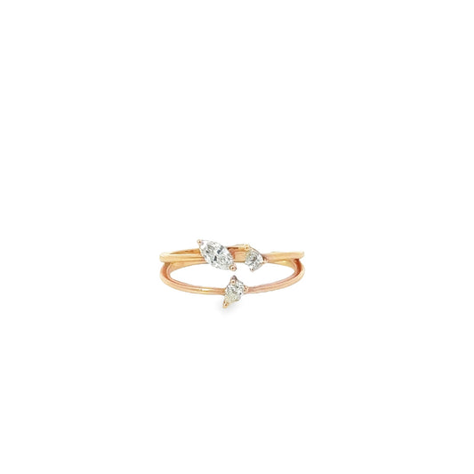 GOLD DIAMOND LEAF RING