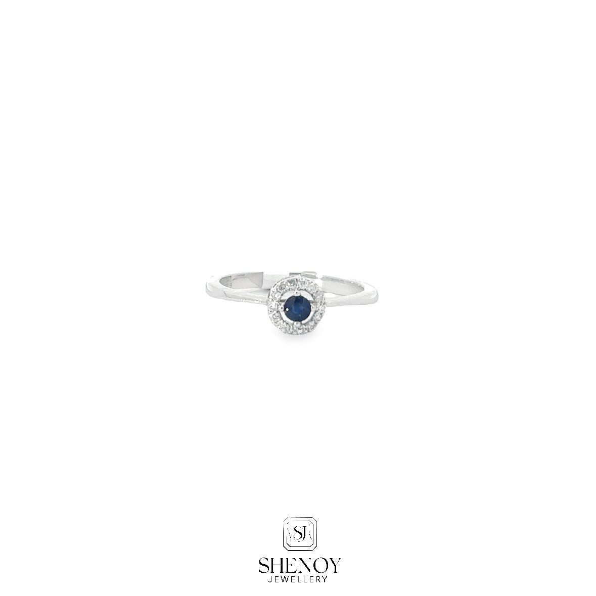 BLUE SAPPHIRE WHITE GOLD ROUND RING