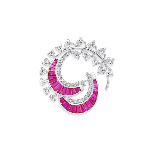 VELOURA SYNTHETIC FANCY WHITE GOLD BROACH