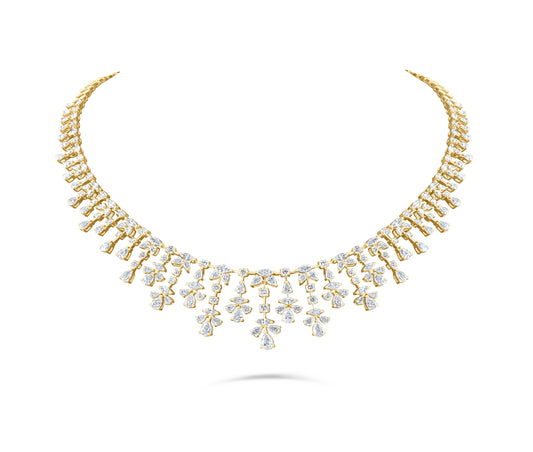 VELOURA FANCY FLOWER GOLD NECKLACE