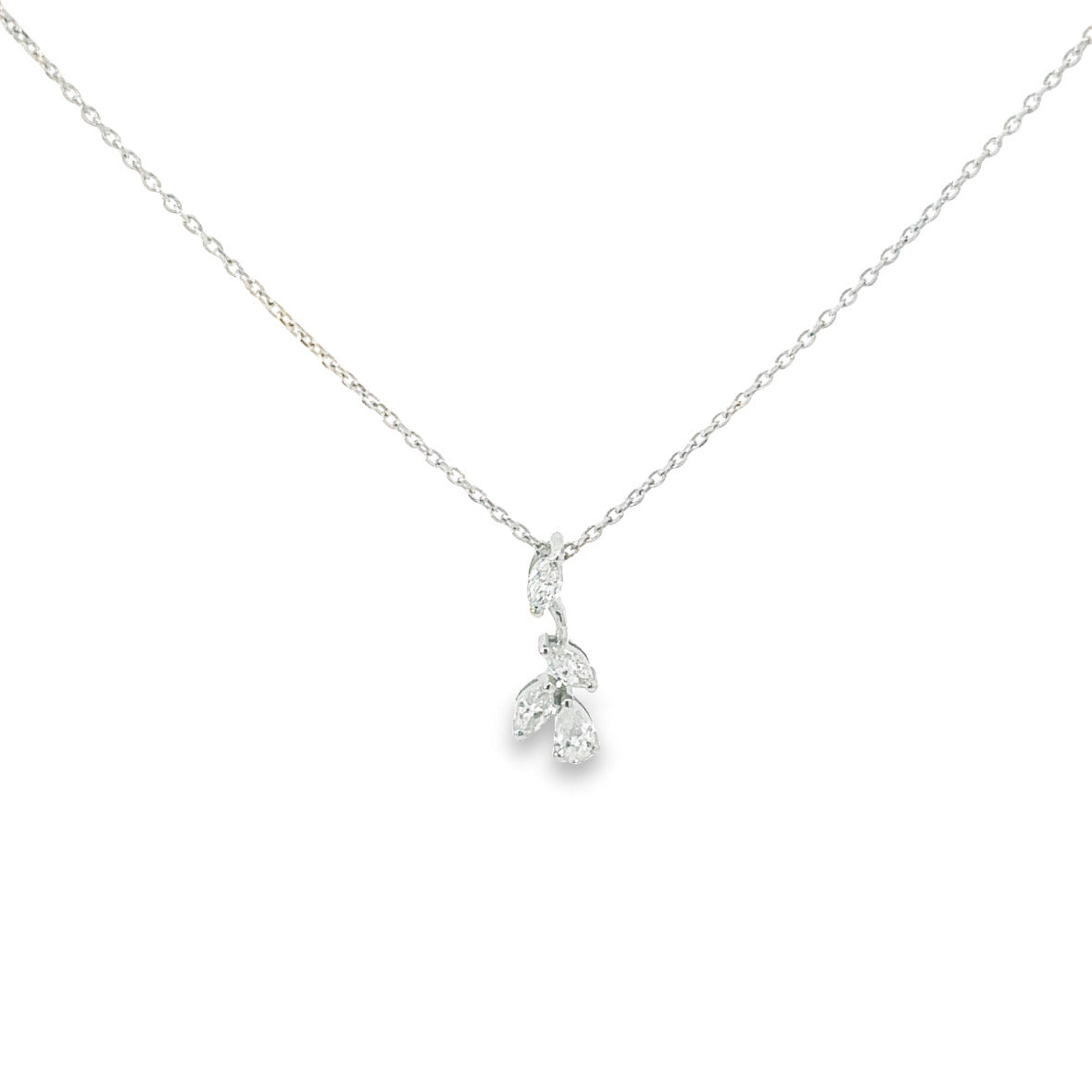 Fancy sparkle mix diamond white necklace