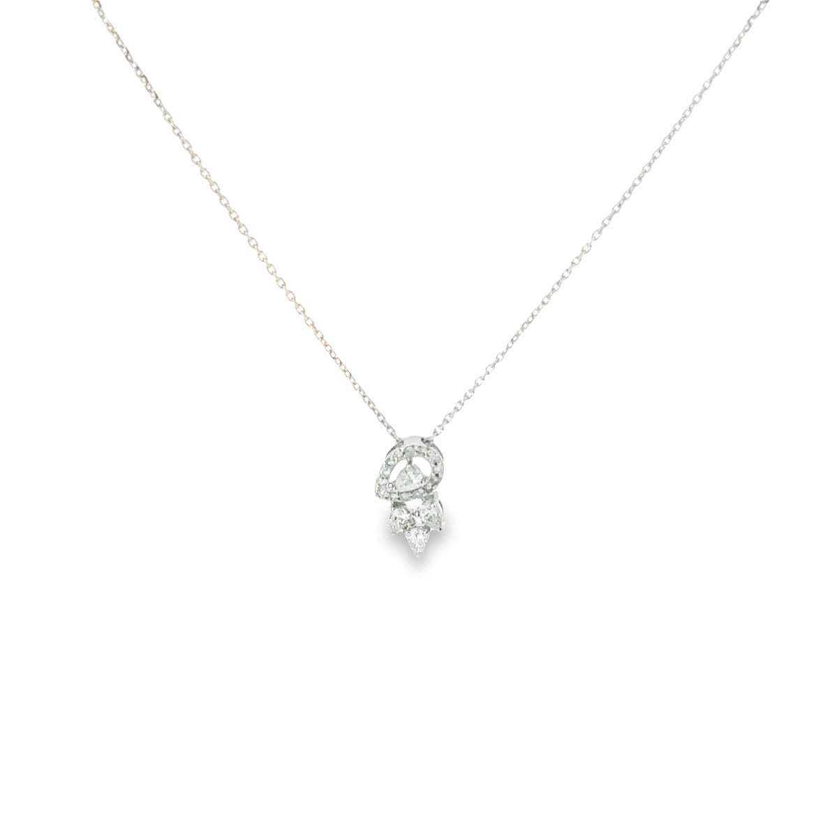 Fancy pear mix diamond white necklace