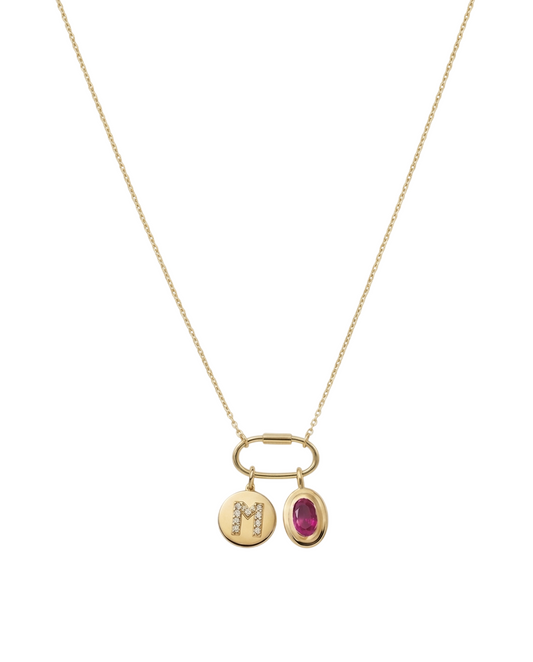 GOLDEN RUBY DUO CHARM NECKLACE