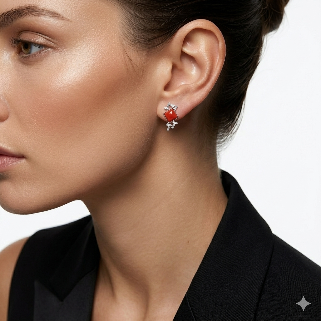 CORAL DROP FANCY LUMINE EARRING