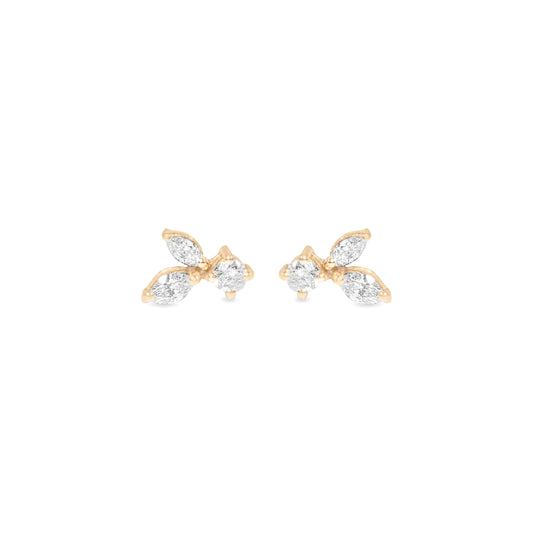 FANCY CUT DIAMOND YELLOW GOLD EARRINGS