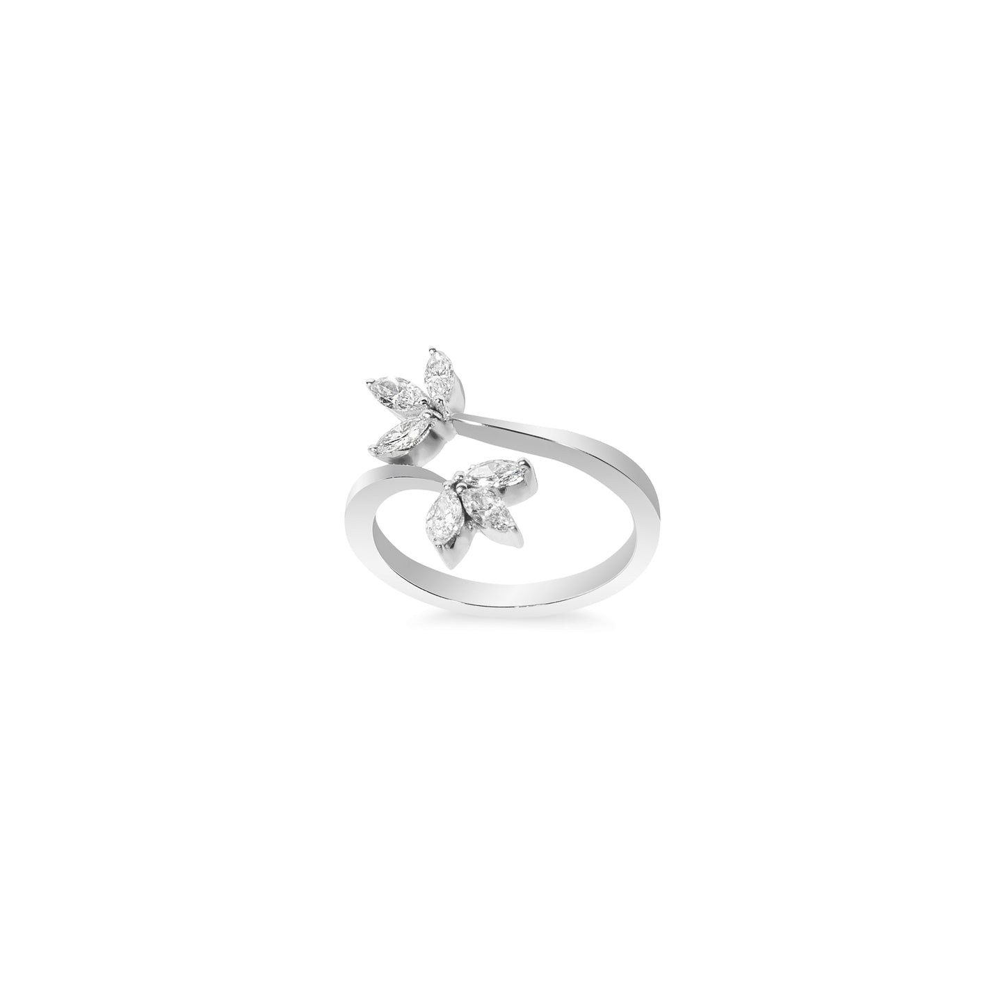 TWIN BLOSSOM WHITE GOLD RING