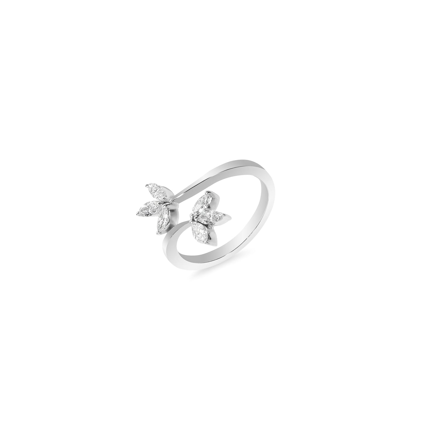 TWIN BLOSSOM WHITE GOLD RING