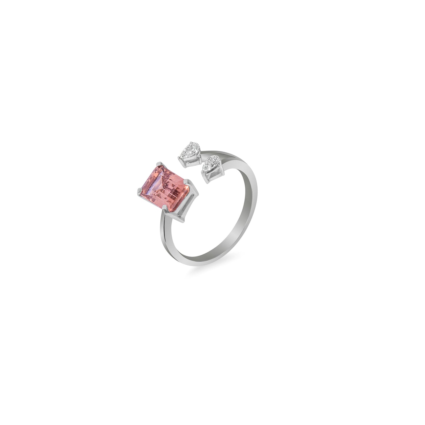 FANCY CUT TOURMALINE WHITE GOLD DIAMOND RING