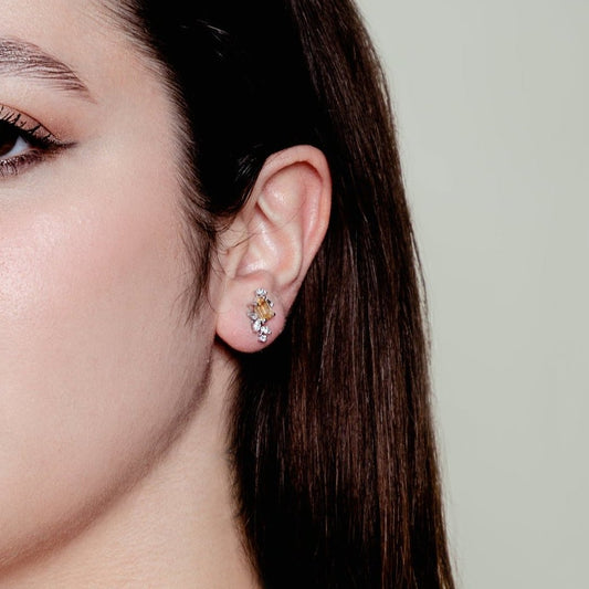 CITRULLINE STUDDED FANCY DIAMOND WHITE GOLD EARRING