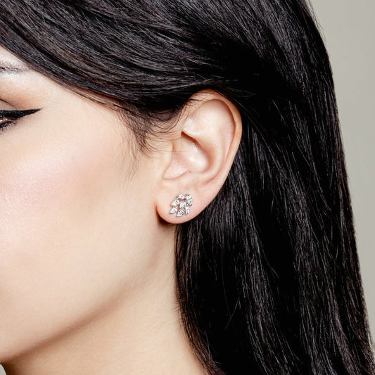 SPARKLING FANCY DIAMOND WHITE GOLD EARRING