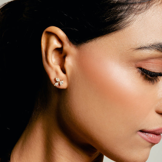 AURA FANCY TRIPLE MARQUISE YELLOW GOLD EARRINGS