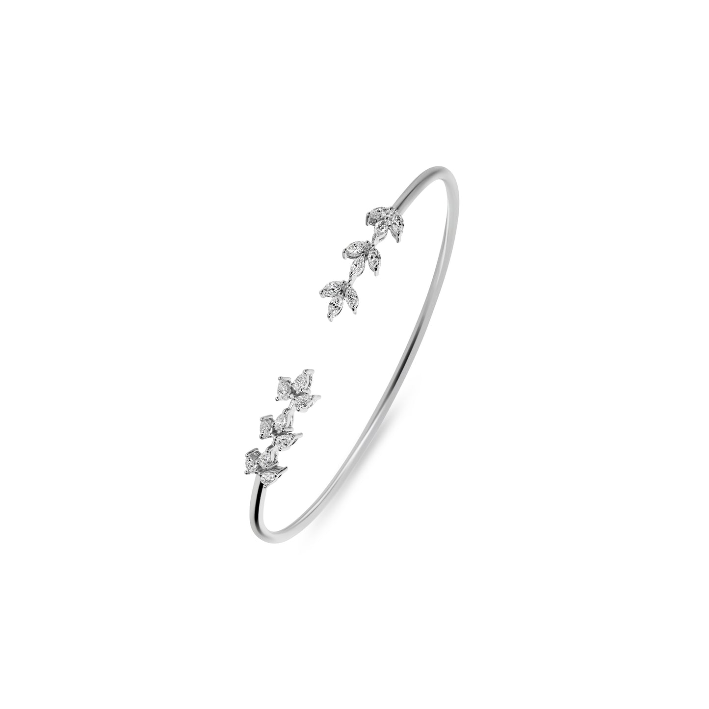 AURA FLOWER BRILLIANT WHITE GOLD BANGLE