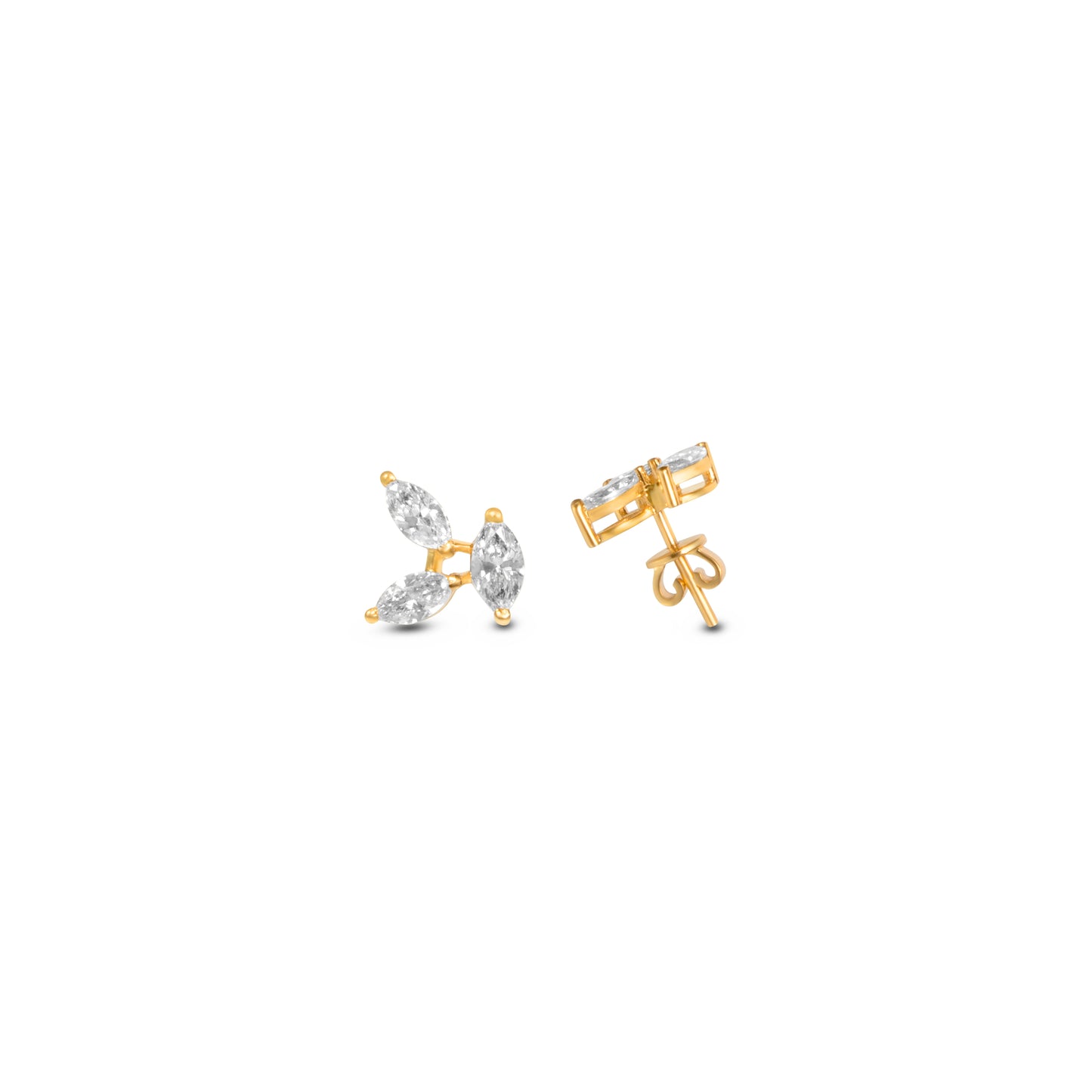 AURA TRI-DIAMOND YELLOW GOLD EARRINGS
