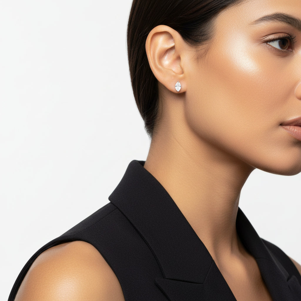 MARQUISE SOLITAIRE EARRING