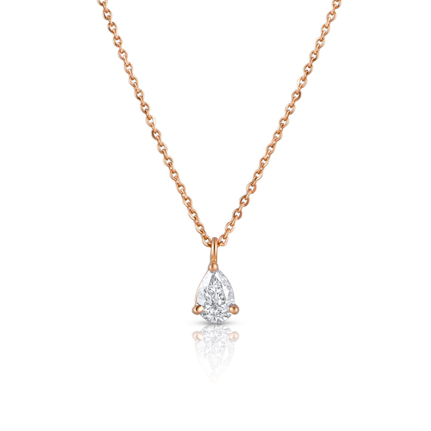 PEAR SOLITAIRE ROSE GOLD NECKLACE 2