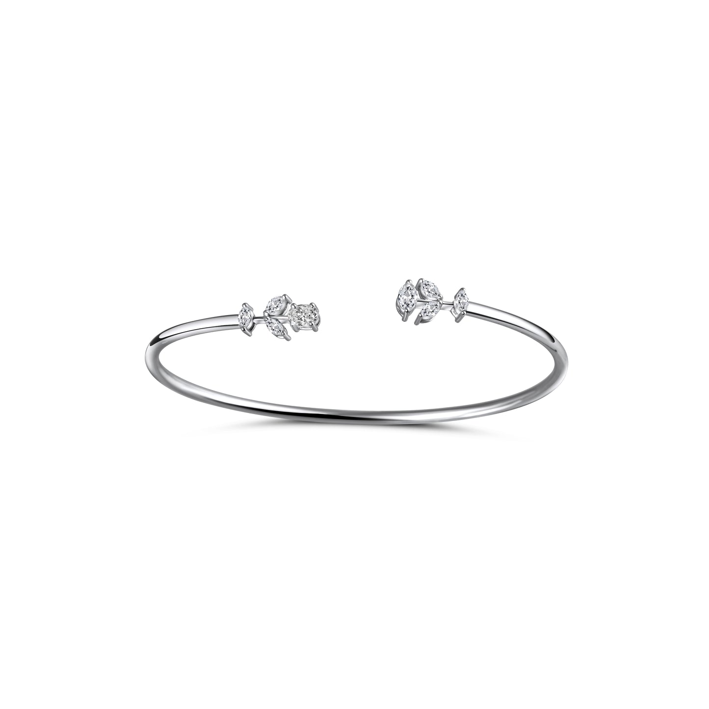 TRIPLE DIAMOND ELEGANT WHITE GOLD BANGLE