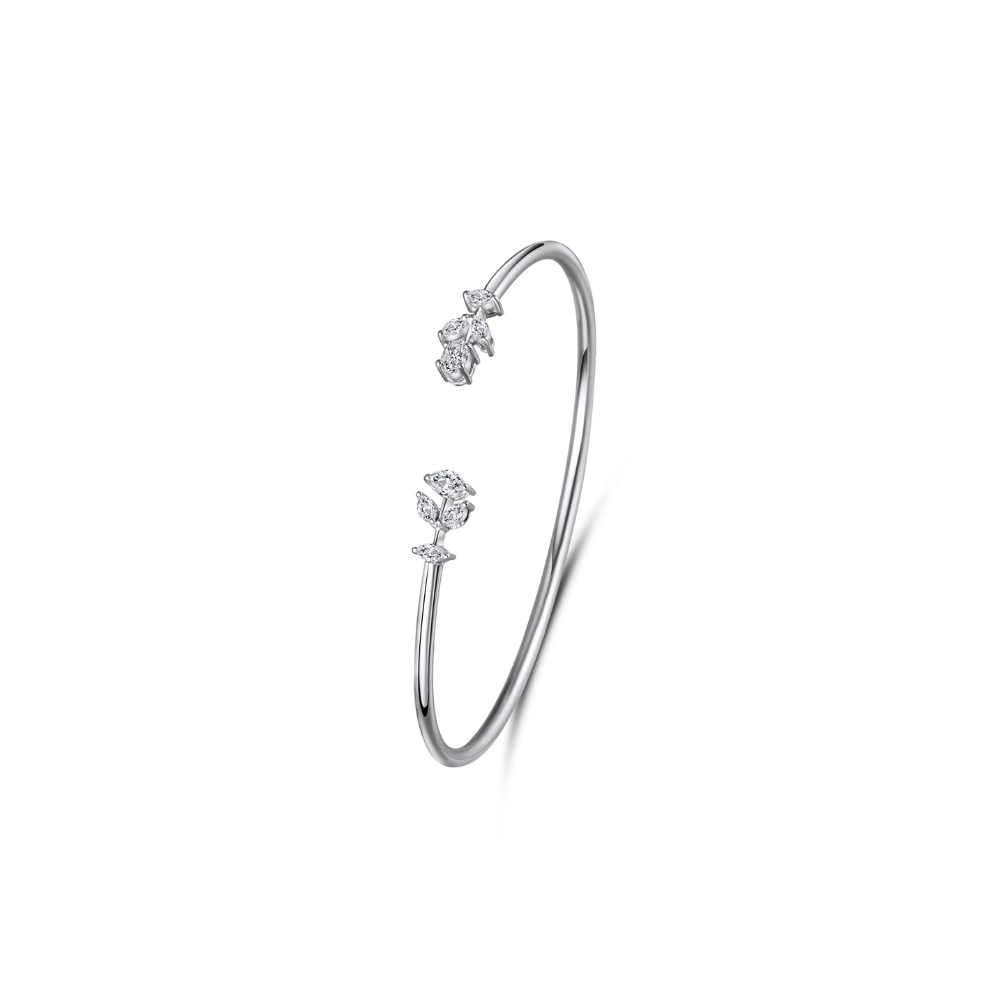 TRIPLE DIAMOND ELEGANT WHITE GOLD BANGLE