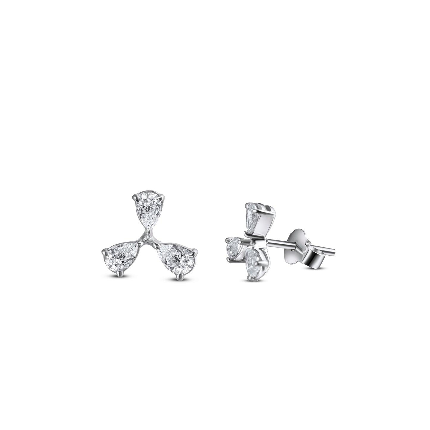 SPARKLING DROP WHITE GOLD EARRINGS