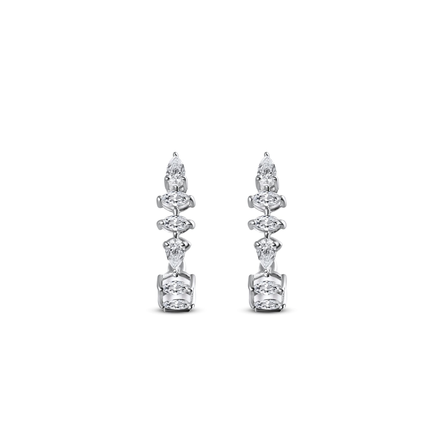 FANCY DIAMOND STUDDED WHITE GOLD HOOPS