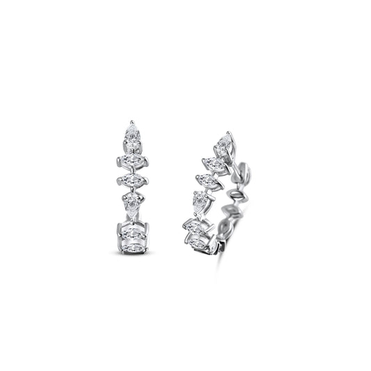 FANCY DIAMOND STUDDED WHITE GOLD HOOPS
