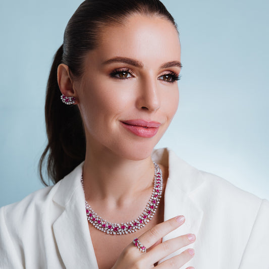 AVELINE RUBY WHITE NECKLACE