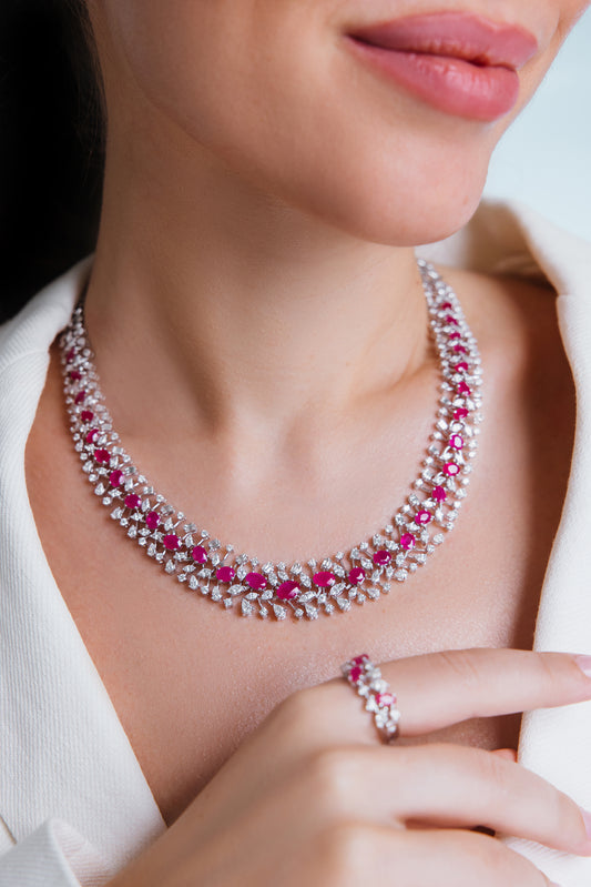 AVELINE RUBY WHITE NECKLACE