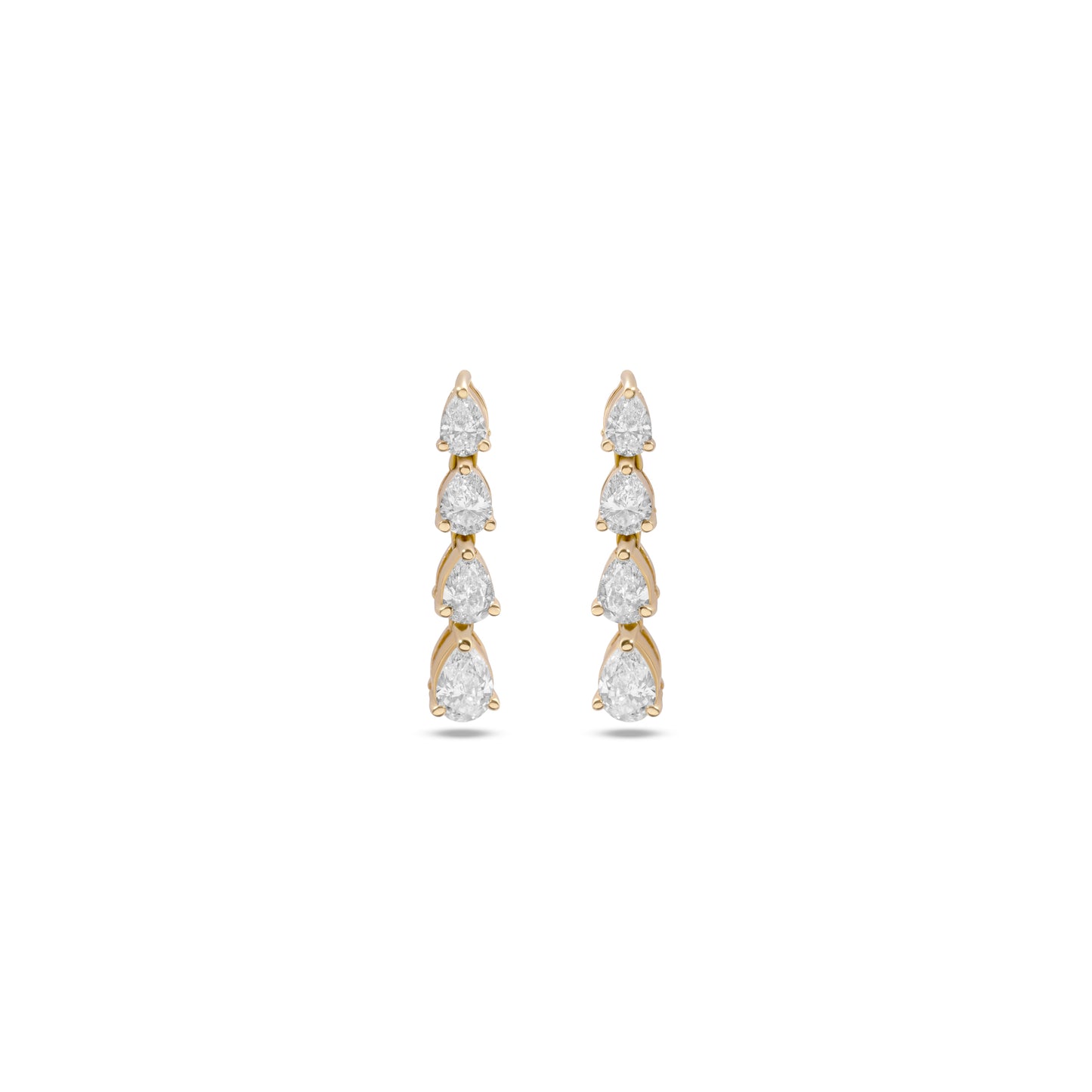 SHIMMERING DIAMOND LINE YELLOW GOLD EARRINGS