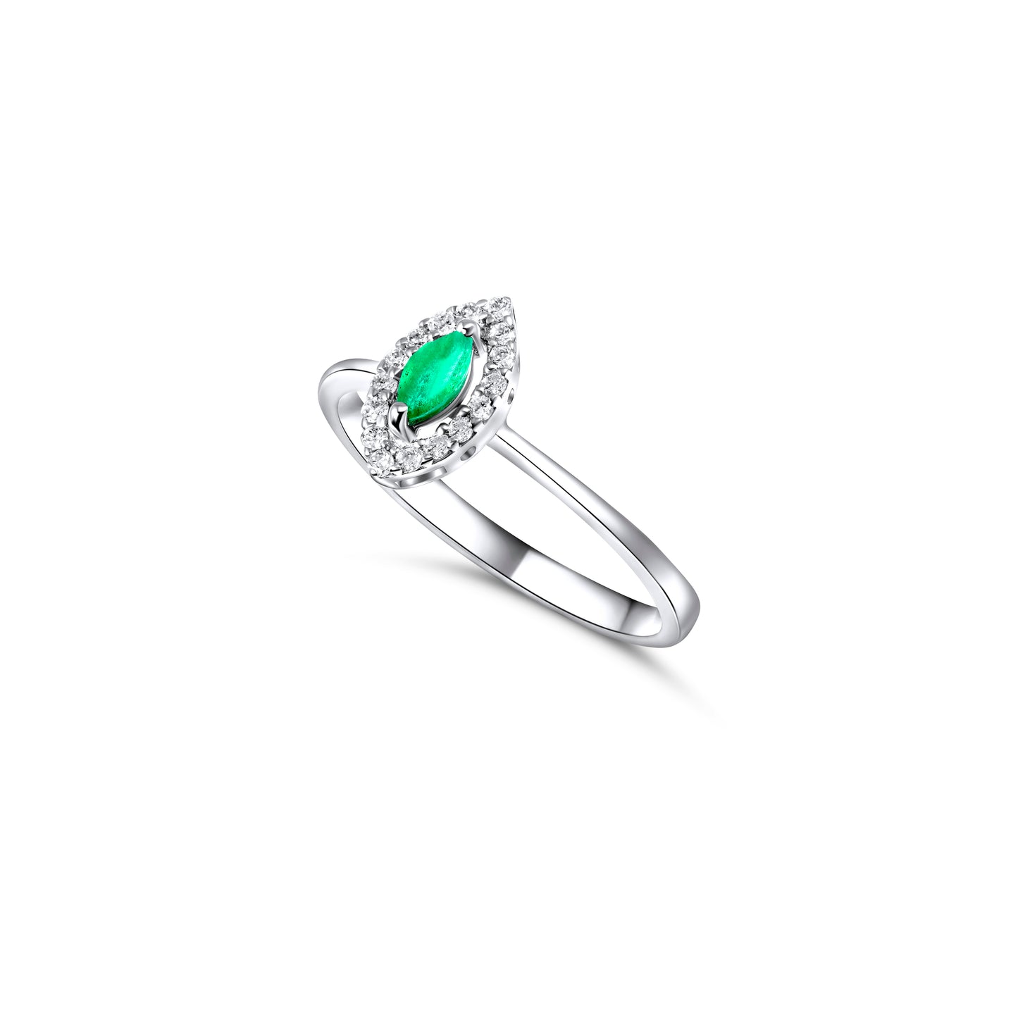 CLASSIC EMERALD WHITE GOLD RING