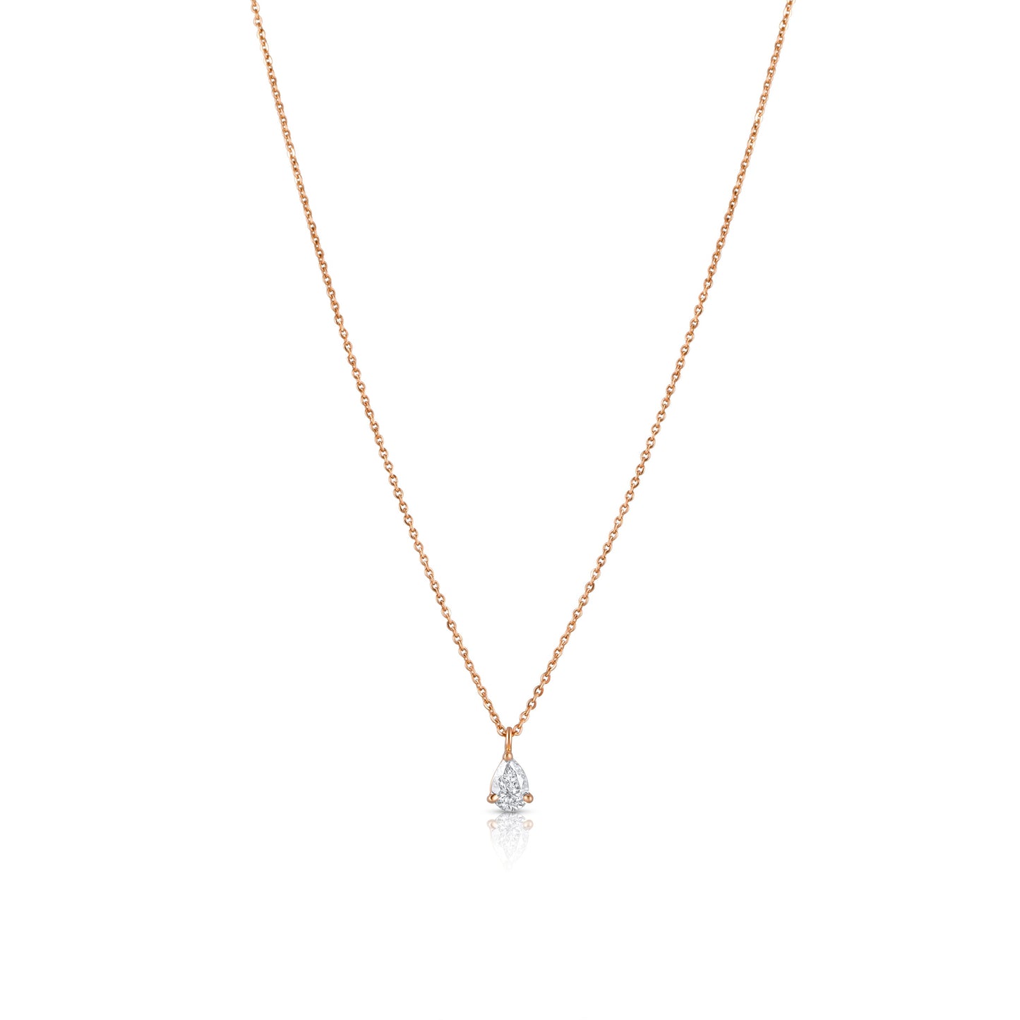 PEAR SOLITAIRE ROSE GOLD NECKLACE 2