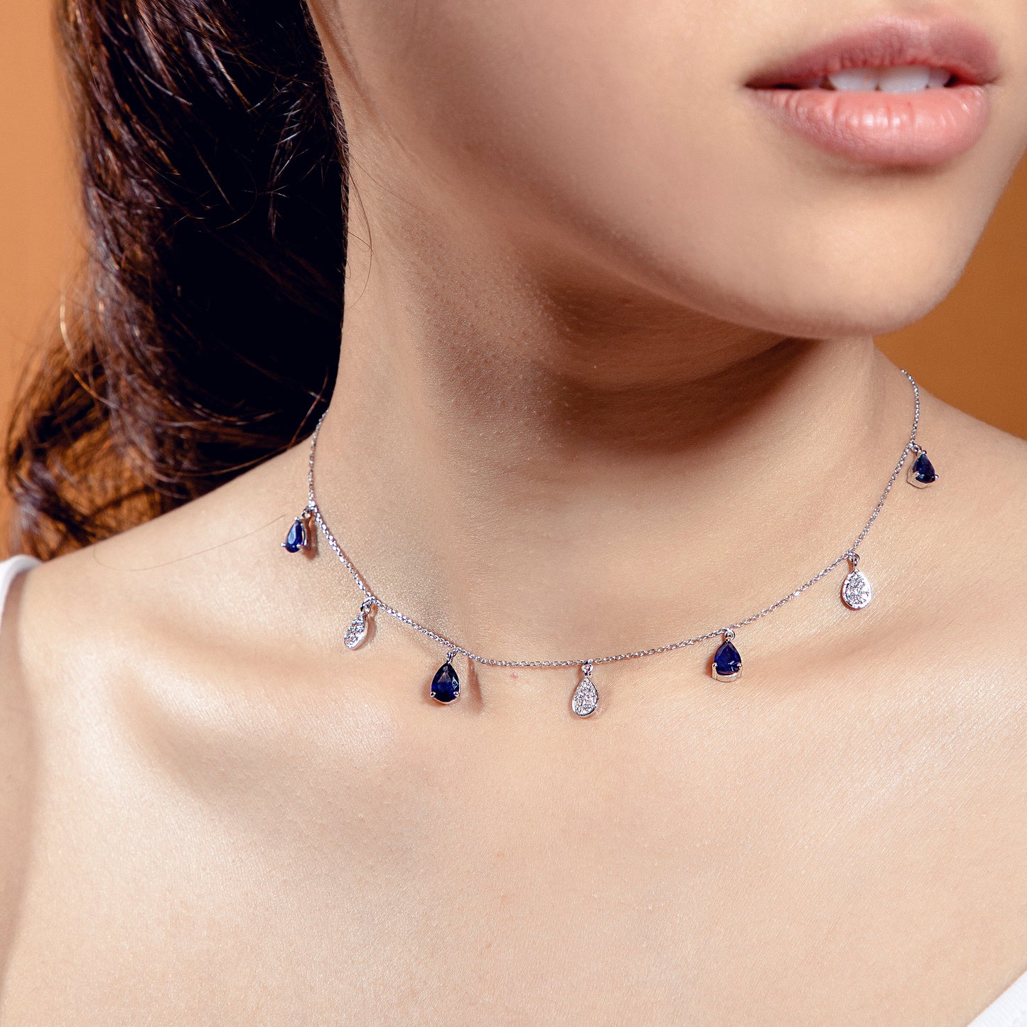 DIAMOND PAVE SAPPHIRE PEAR CHOKER