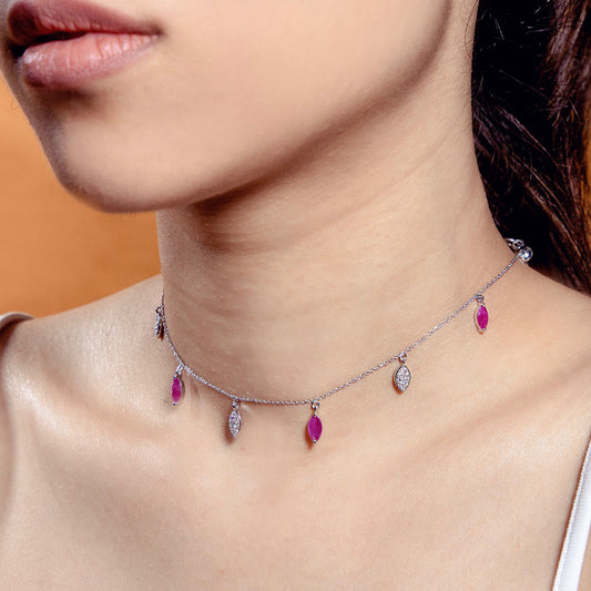 DIAMOND RUBY MARQUISE PAVE CHOKER