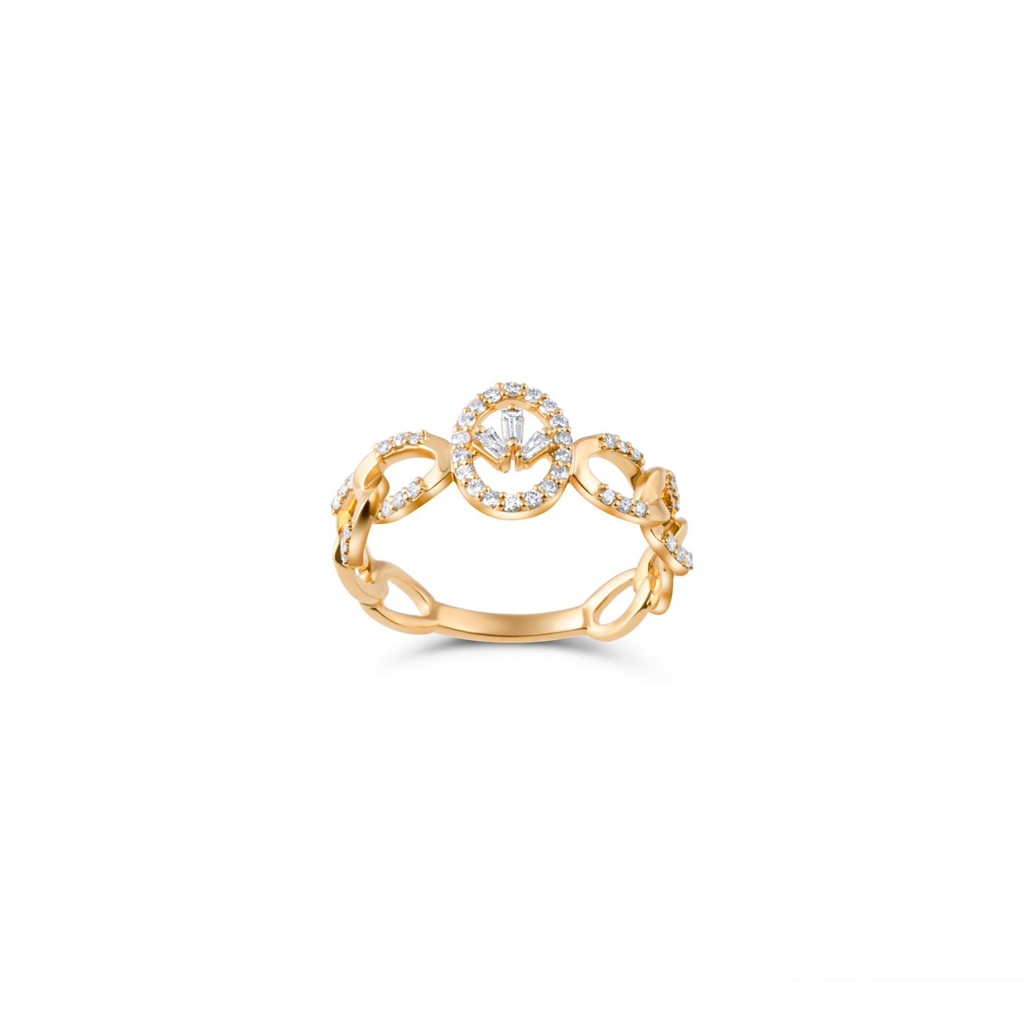 BAGUETTE DIAMOND OVAL YELLOW SEQUENCE RING